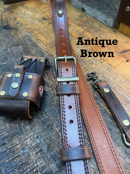 Leather Lined Radio Strap Set Builder ( DOUBLE LINE STITCHED)