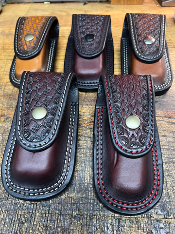 Leatherman case with custom stamped flap