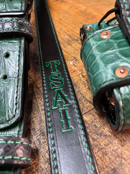 American Alligator Lined Radio Strap Set