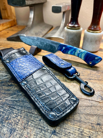 Custom Forged Large Hunter Blue /Swirl