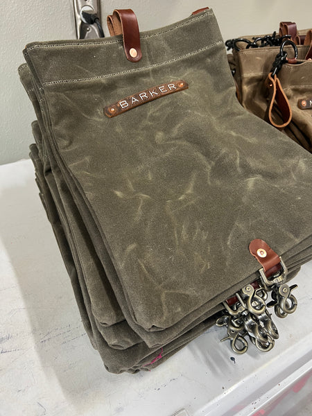 SCBA Mask / Utility Bag/ VELCRO PATCH..Waxed Canvas and Leather ...FLEECE LINING