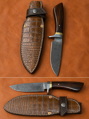 Forged Damascus Hidden Tang Hunting Knife