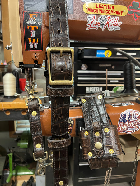 American Alligator Lined Radio Strap Set