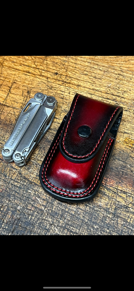 Multi Tool Custom Leather Lined Case/ Smoked Edges