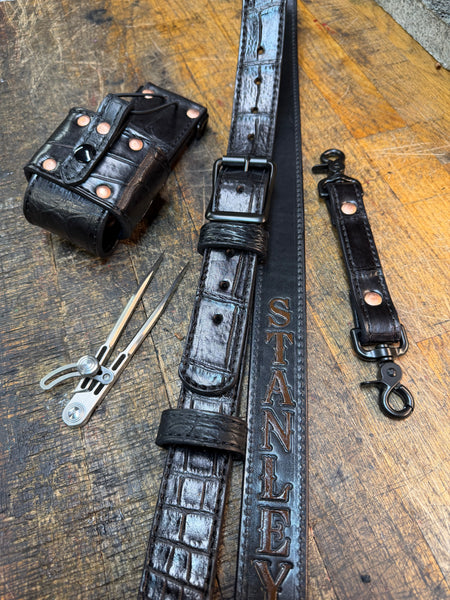 American Alligator Lined Radio Strap Set