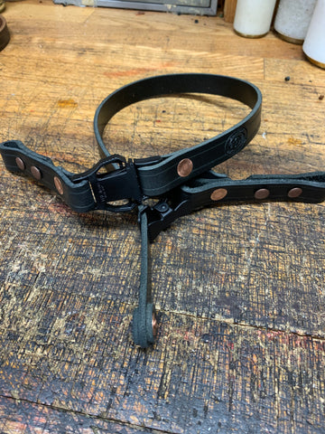 Leather Helmet Chin Strap / Black / Quick Release / SCREWS