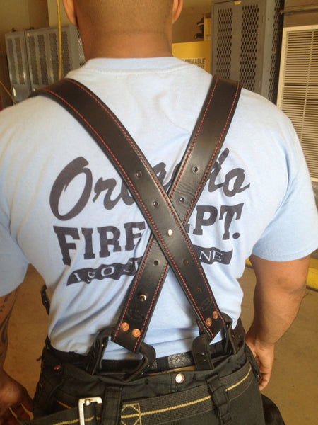 LEATHER LINED / Leather Bunker Gear Suspenders 1 3/4" Wide
