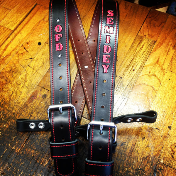 LEATHER LINED / Leather Bunker Gear Suspenders 1 3/4" Wide