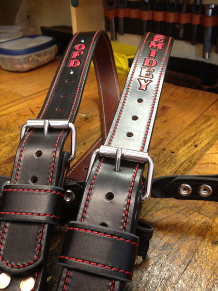 LEATHER LINED / Leather Bunker Gear Suspenders 1 3/4" Wide