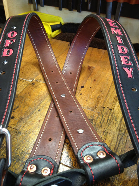 LEATHER LINED / Leather Bunker Gear Suspenders 1 3/4" Wide
